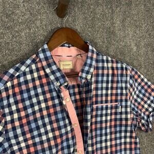 7 Diamonds Mens Large Button Down Shirt Short Sleeve Checkered Casual‎